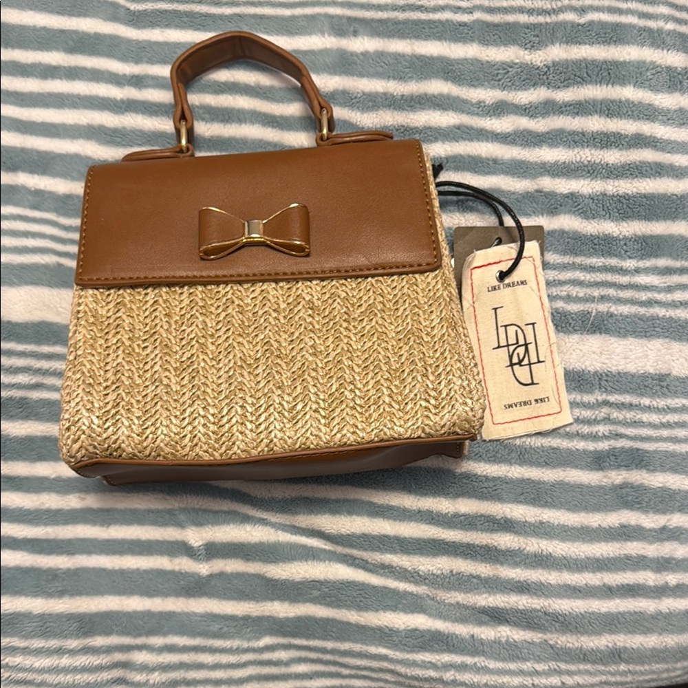 Brown and Tan Women's Handbag